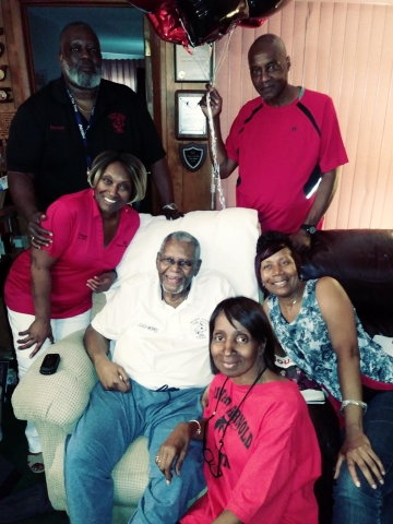 Eagles 4ever - Coach Floyd E. Morris; Mary Hensley Smart c/o 70; Quovadios James Johnson c/o 1973; Antionette James DeLoach c/o 75; Farmer Roberts c/o 74 and Stanley Washington Mobley c/o 73.  The aftermath of Coach Morris Birthday Gathering on July 21, 2