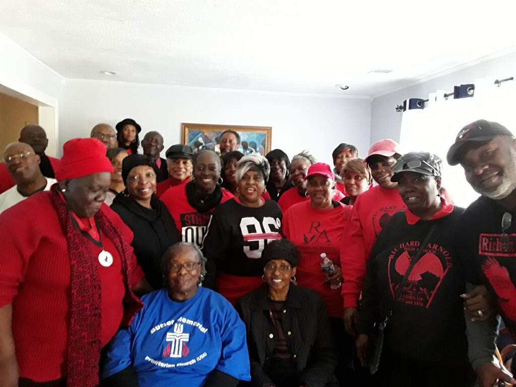 Fellowshippingat Quovadios house c/o 1973 after the MLK Jr., Parade on Monday, Jan 20, 2020 -- Two faulty members in the middle sitting are Mr. Susie Williams & Ms. Parker  We had a BLAST!!!